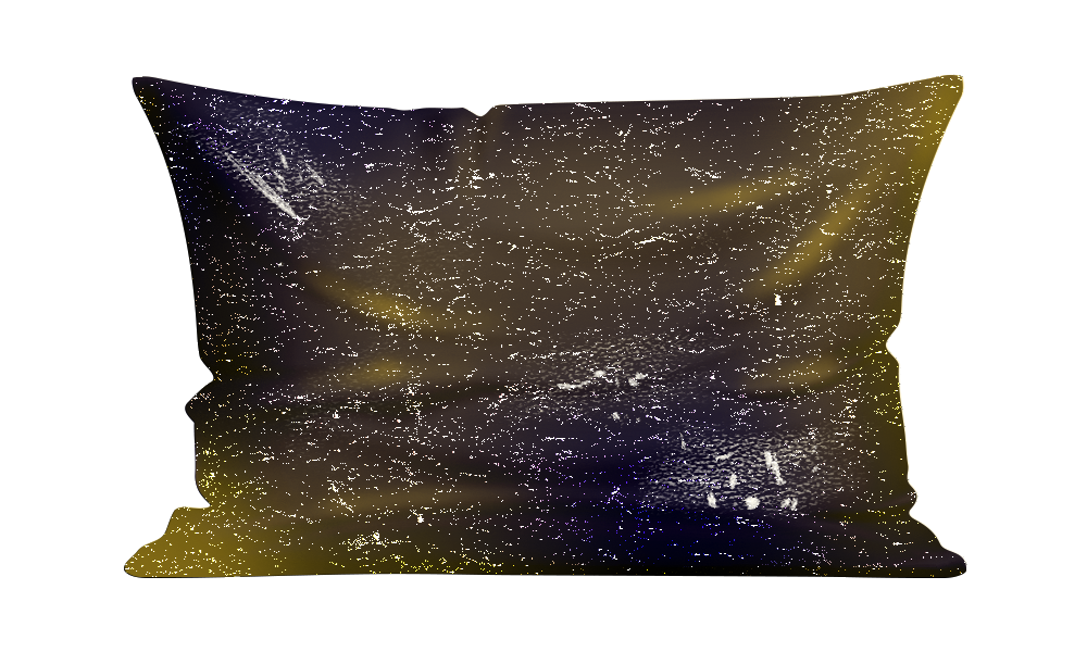 Illustration of a bed with pillows under a starry sky