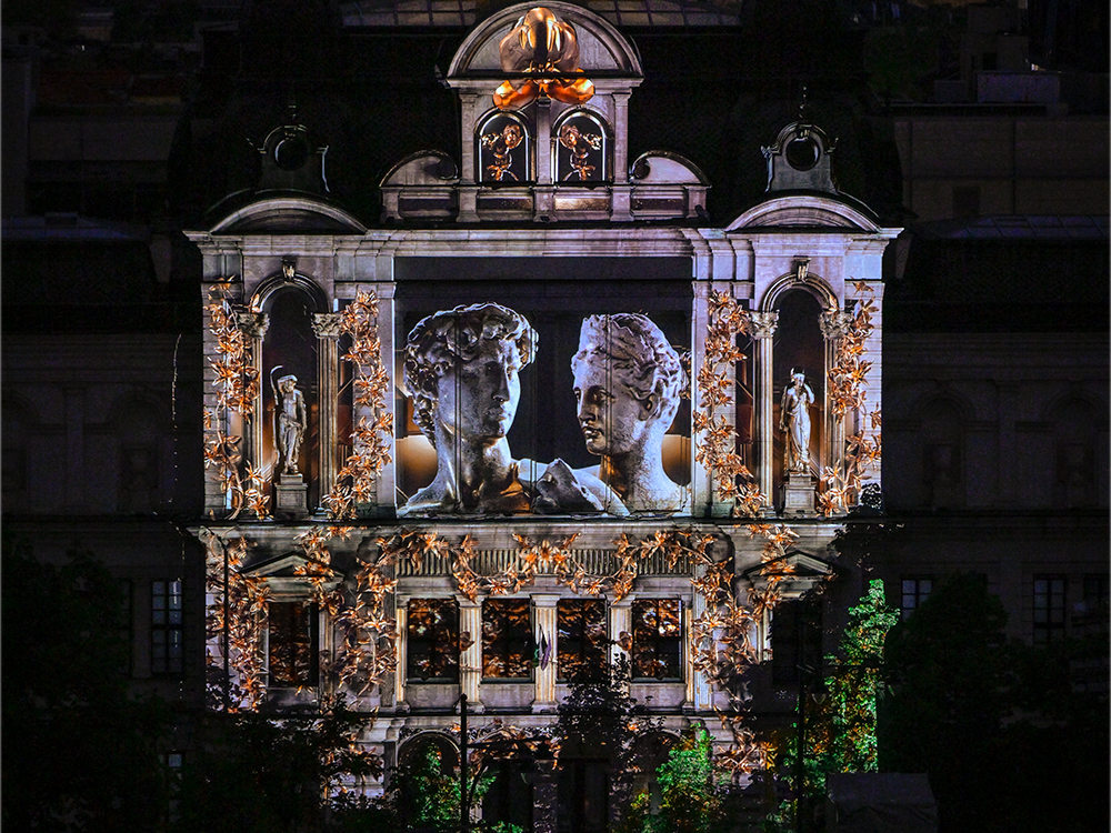 Digital art projected across Sofia's National Assembly